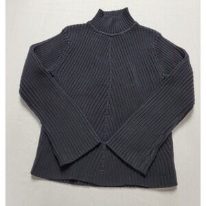 Relativity Long Sleeve Mock Neck Ribbed Sweater Women's Size M Black